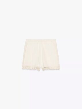 Zara Cream Lace-Trim Shorts